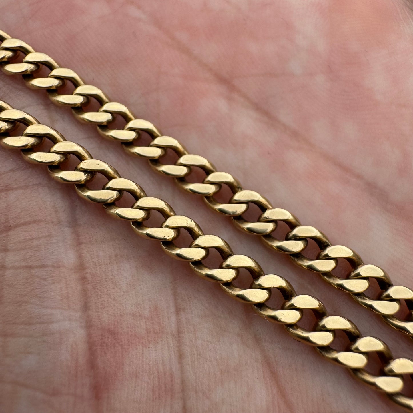 Antique Solid 14k Yellow Gold Double Dog Clip Curb Link Albert Watch Chain Necklace (21”)