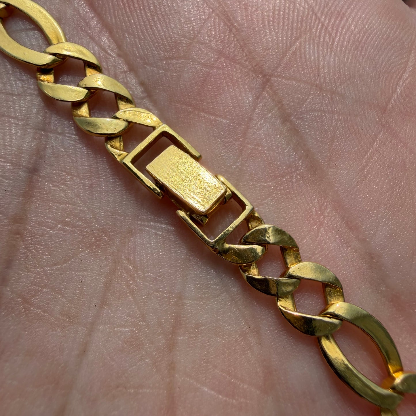 Vintage Solid 18k Yellow Gold Old School Figaro Link Necklace (18”)