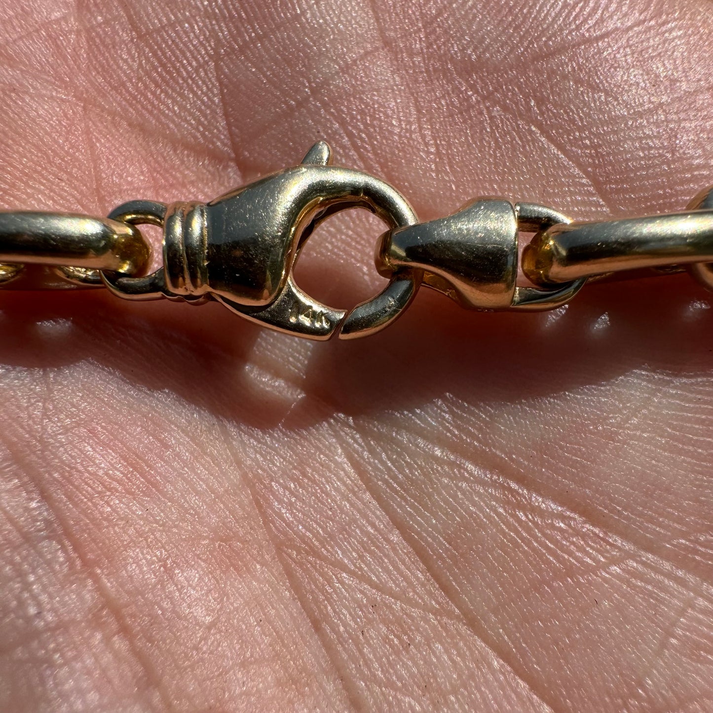 Vintage Solid 14k Yellow Gold Heavy Chaine D Ancre Puffed Gucci Link Bracelet (9”)
