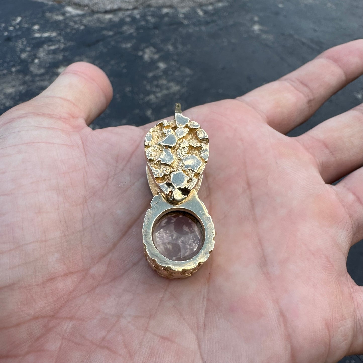 Vintage Solid 14k Yellow Gold Nugget Jewelers Loupe