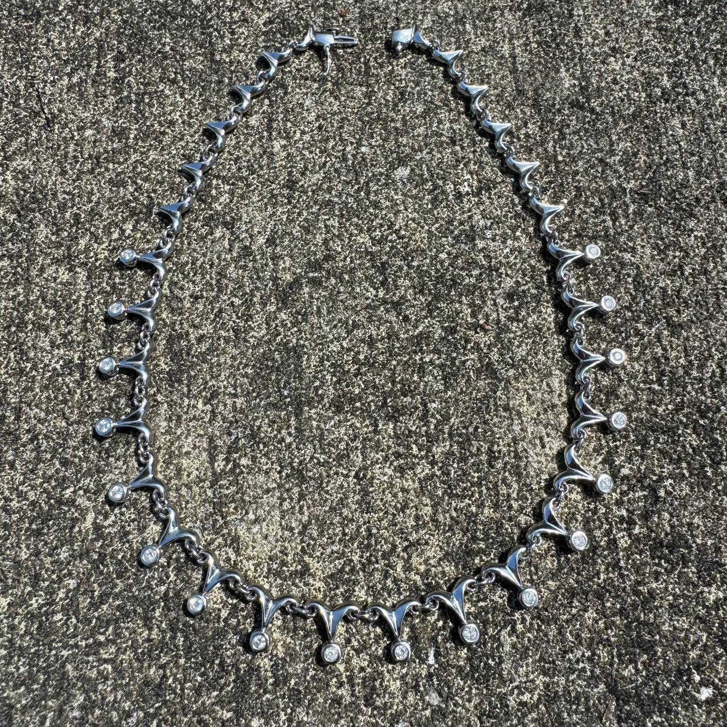 Vintage Solid 14k White Gold 2.70ctw Natural Diamond Drop Necklace (16.25”)