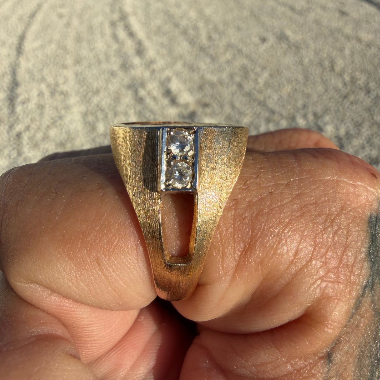 Vintage Solid 14k Yellow Gold Natural Diamond 1908 Indian Head $2.50 Coin Ring (12)