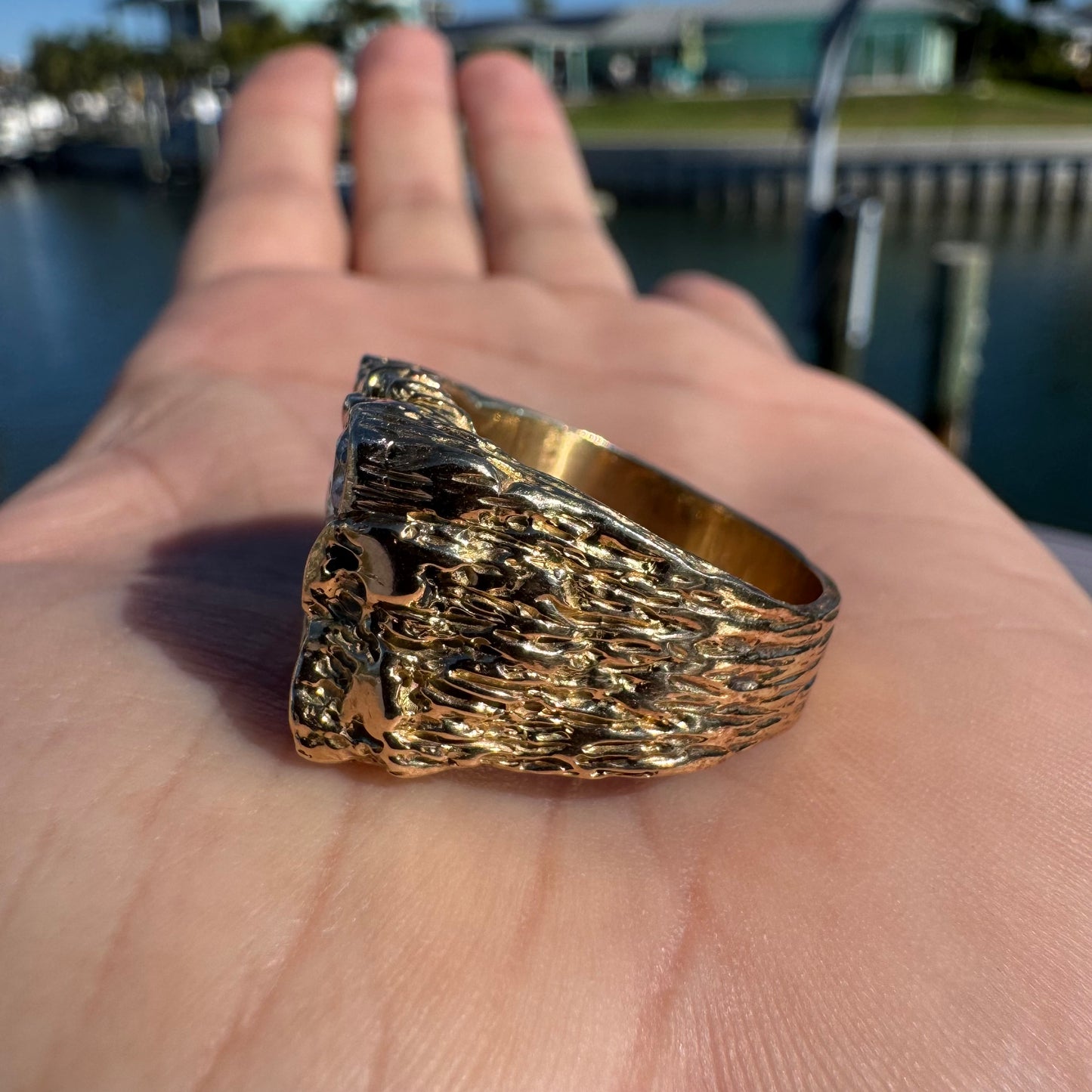 1980’s Solid 14k Yellow Gold 1.25ctw Natural Diamond Nugget Ring (11)