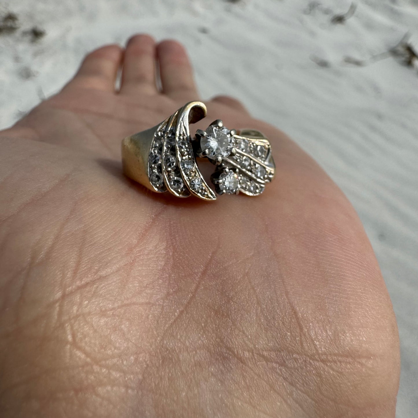 1967 14k Yellow Gold 1.25CTW Natural Diamond Flooded Hand Wrought Ring By Stuller (6.5)