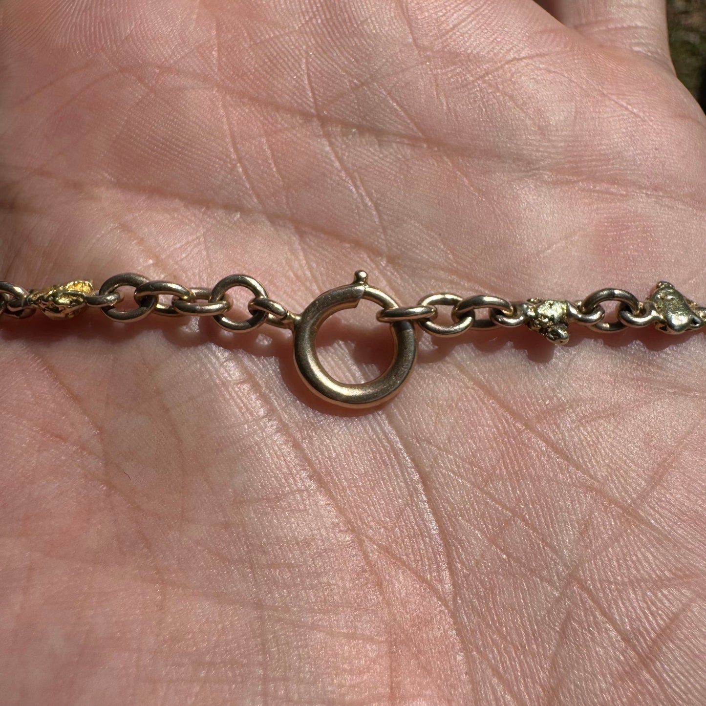1890’s Yukon Gold Rush Era Natural Raw 20k Gold Nugget Cross Fob Watch Chain Necklace (16.5”)