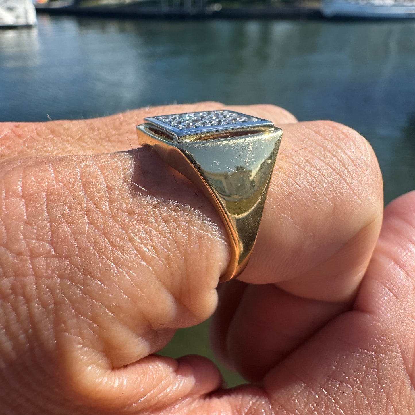Vintage Solid 18k Gold 1.0ctw Natural VS Diamond Signet Ring (9.75)
