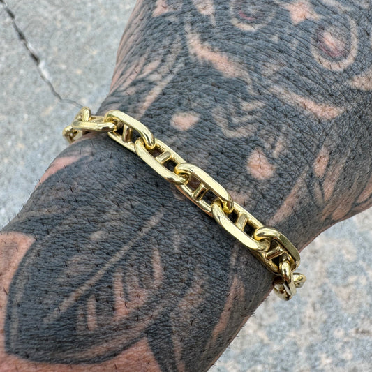 Brand New Solid 14k Yellow Gold Heavyweight Knife Edged Chaine D’Ancre Link Bracelet (8.5”)
