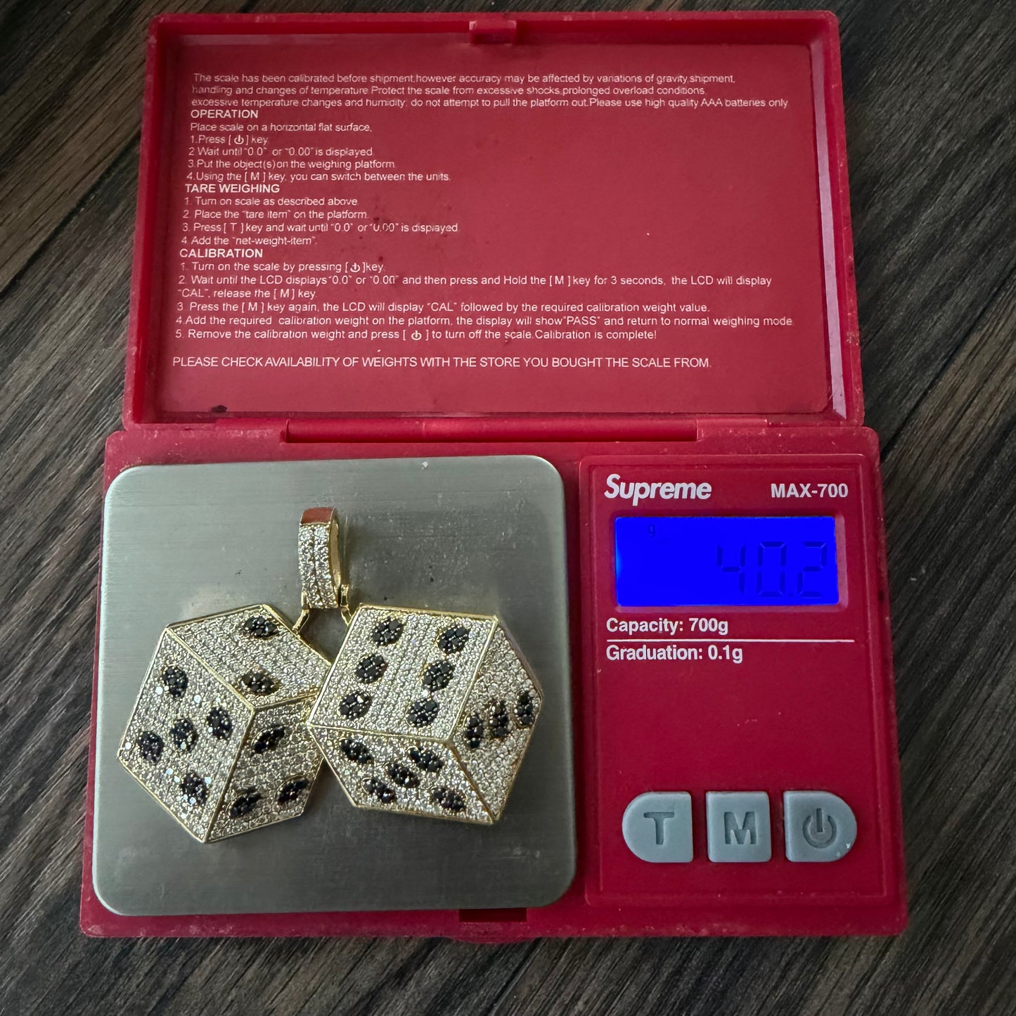 Custom Made Solid 18k Yellow Gold 5.15CTW Natural VS Diamond Encrusted Dice Pendant