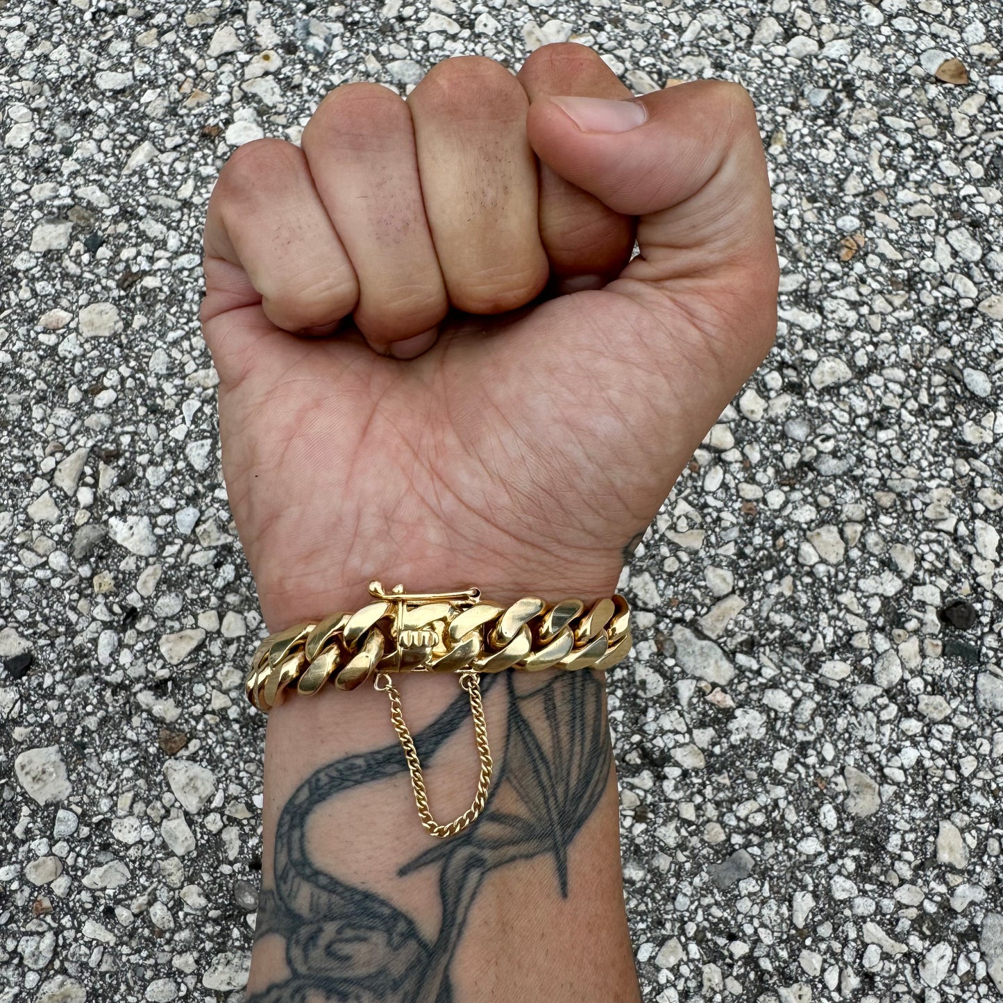 Mid-Century Solid 18k Yellow Gold Super Heavyweight Old School Miami Cuban Link Bracelet (7.75”)