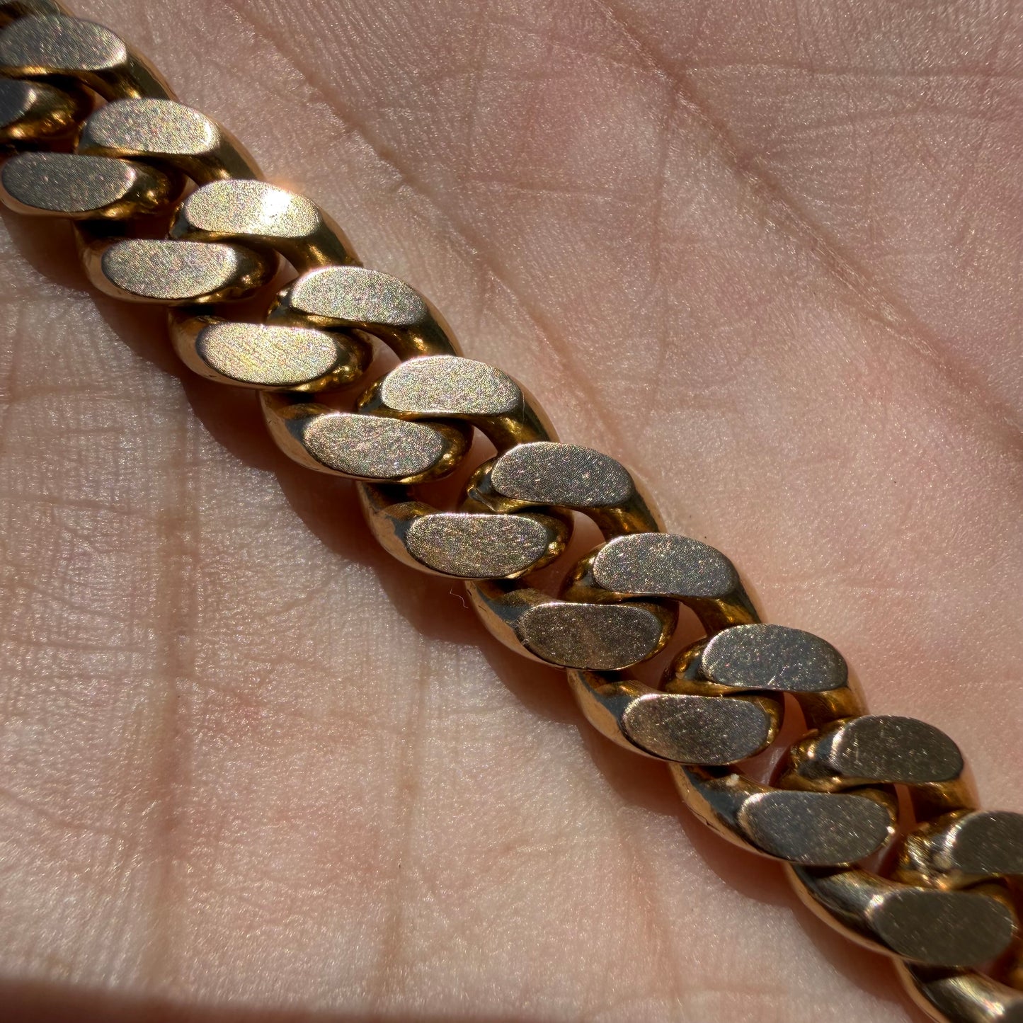 Vintage Solid 18k Yellow Gold Handcrafted Heavyweight Cuban Curb Link Necklace (15.5”)