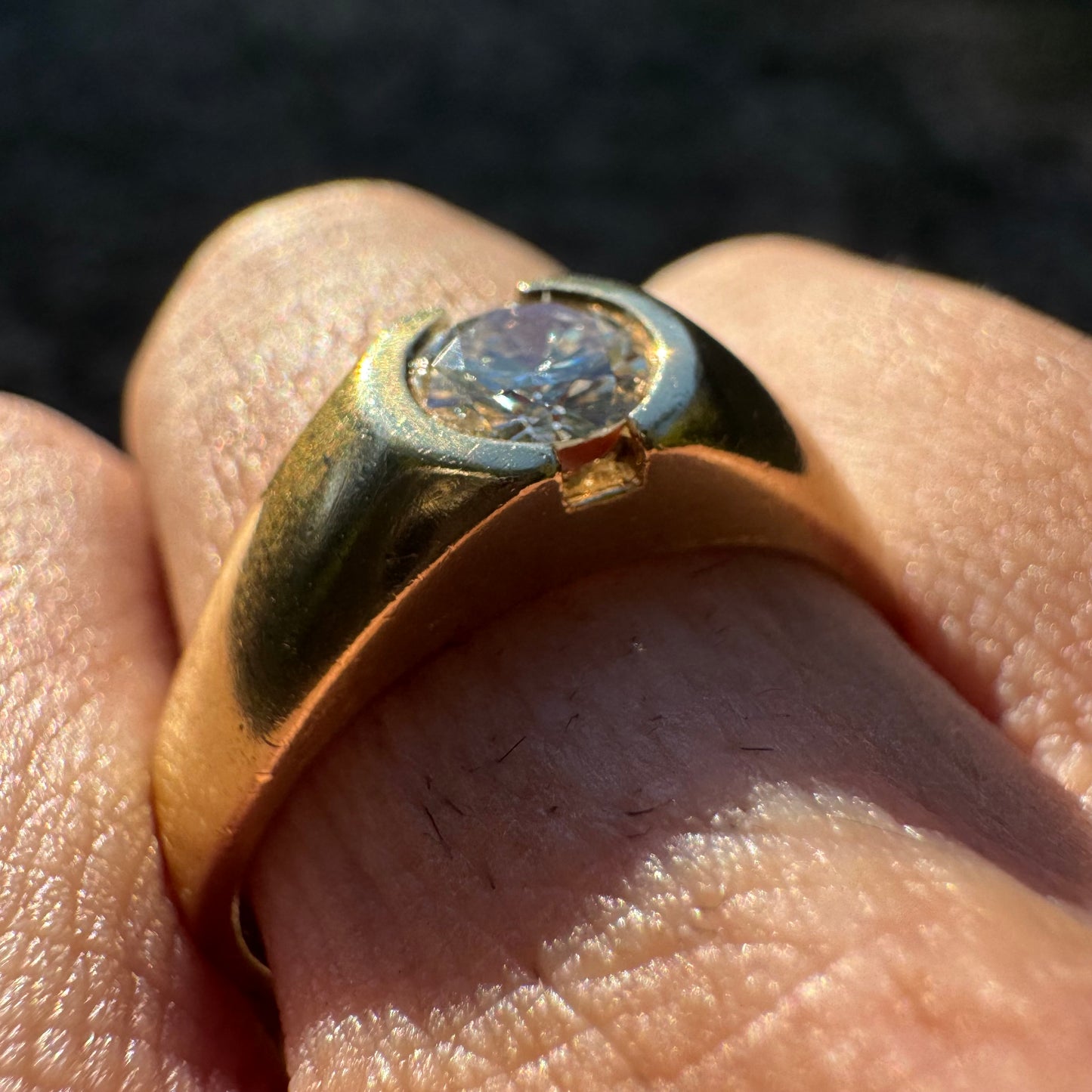 Vintage Solid 14k Yellow Gold .75ct Natural VS1 Diamond Gypsy Ring (13)