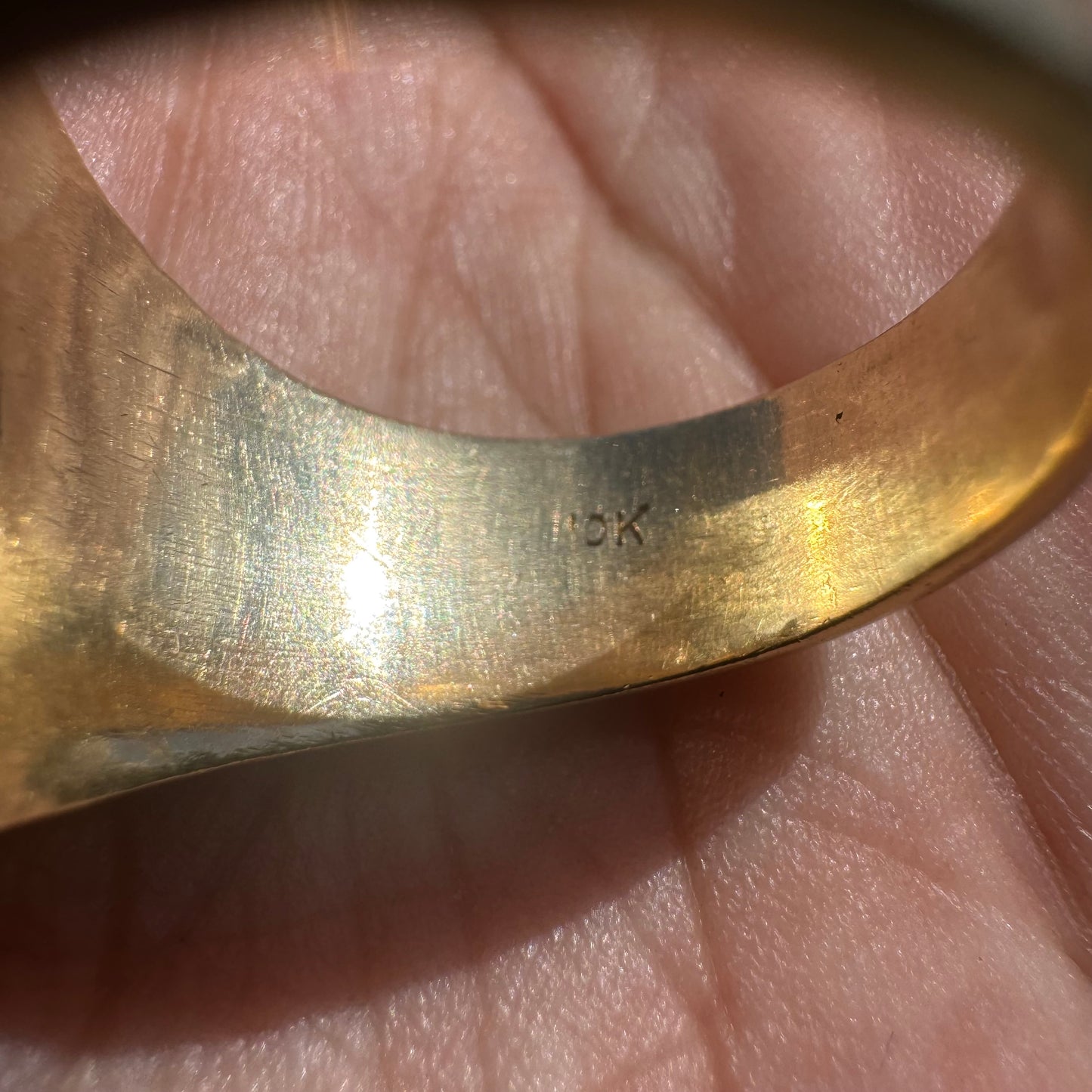 1930’s Art Deco Solid 10k Yellow Gold Nephrite Jade Natural Raw Gold Nugget Inlaid Signet Ring (11)