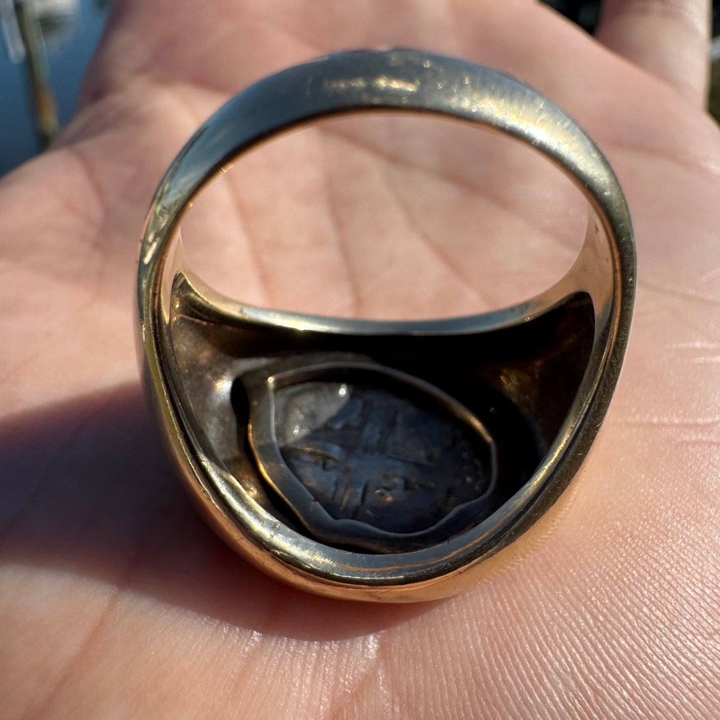 1670’s Spanish Cob 14k Yellow Gold Coin Ring (11.5)