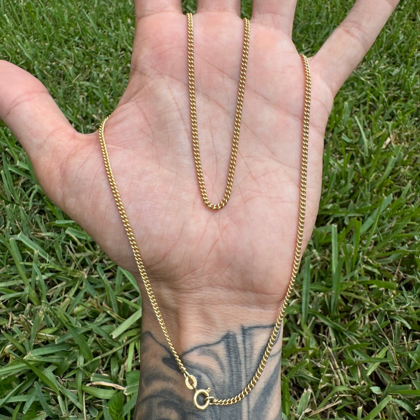 Mid-Century UnoAerre Solid 18k Yellow Gold Classic Cuban Curb Link Necklace (22”)