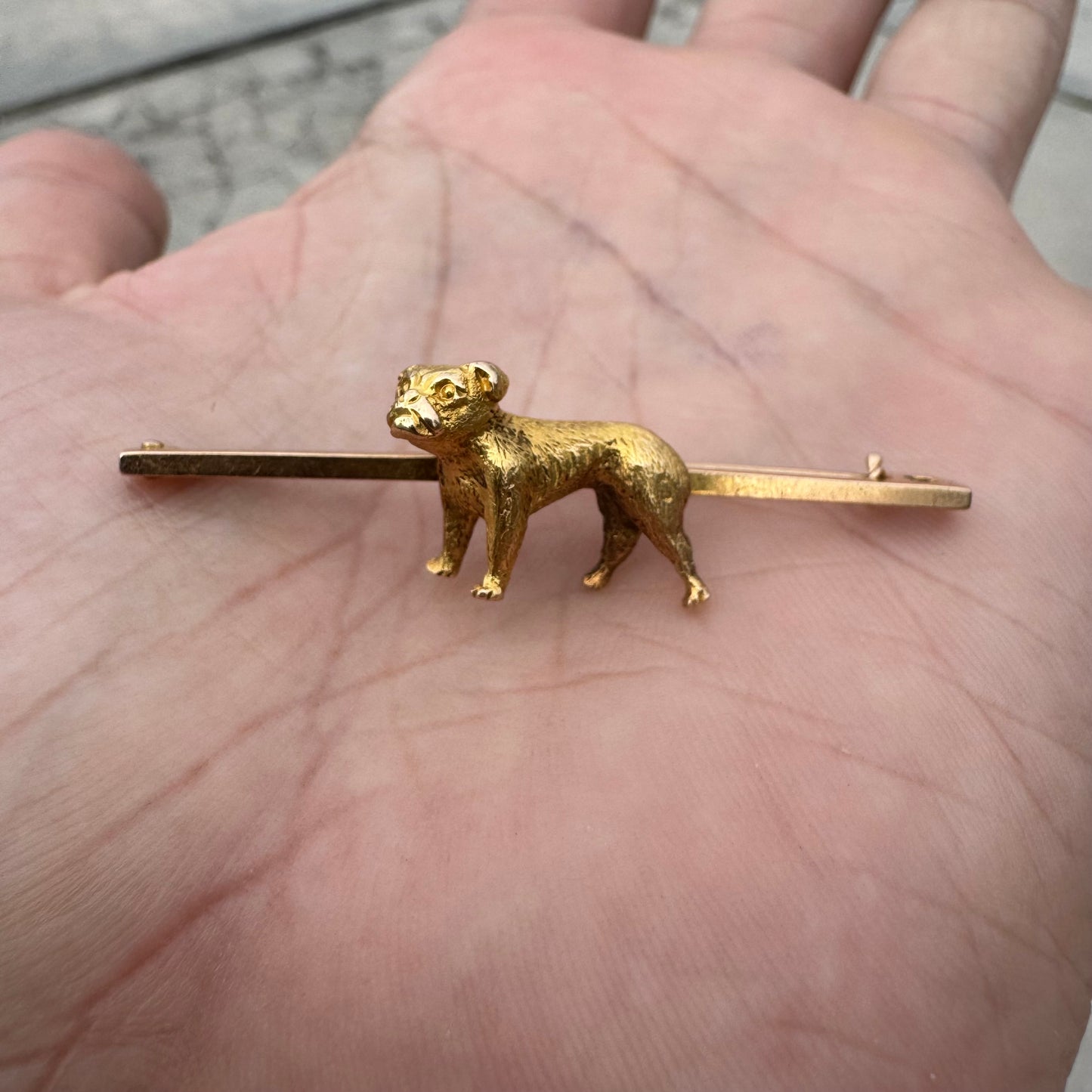 Victorian 15ct Solid Yellow Gold English Bulldog Brooch
