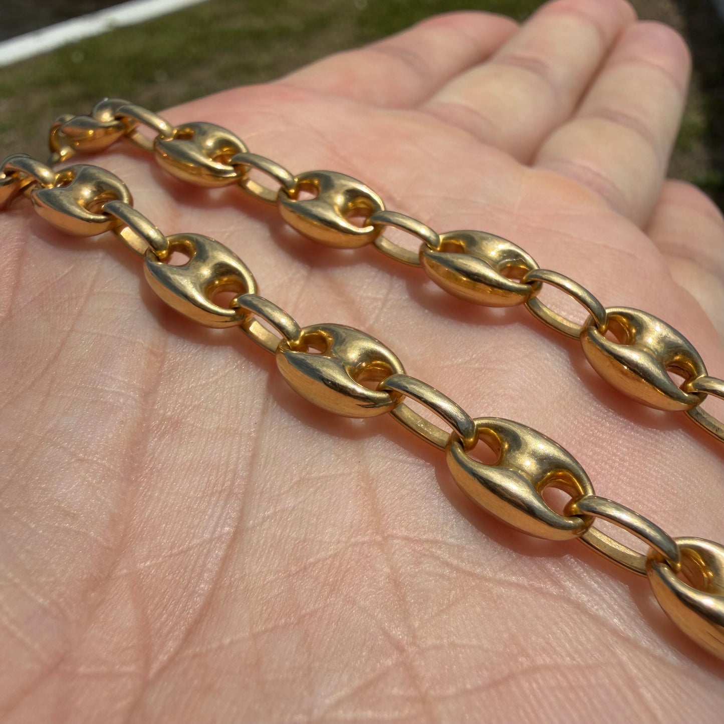 Antique Heavyweight 18k Yellow Gold Classic Puffed Gucci Link Necklace (18.5”)