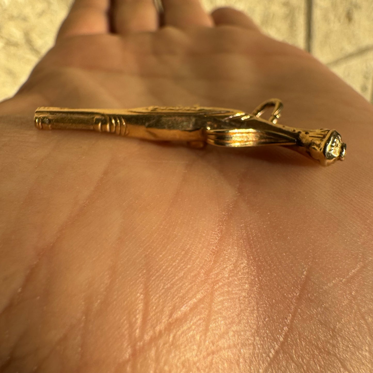 Early 1900’s Solid 10k Yellow Gold Flintlock Pistol Pendant