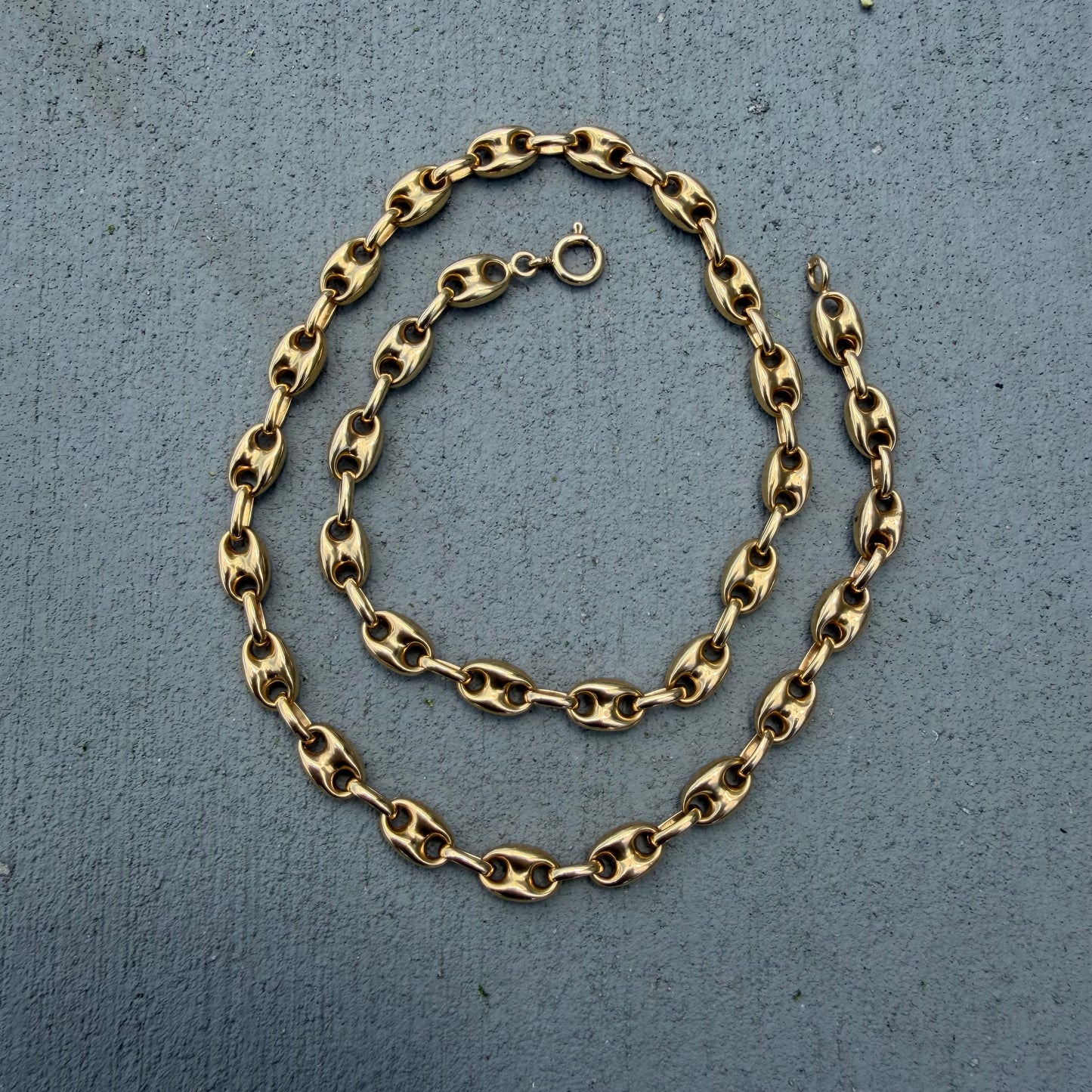Antique Heavyweight 18k Yellow Gold Classic Puffed Gucci Link Necklace (18.5”)