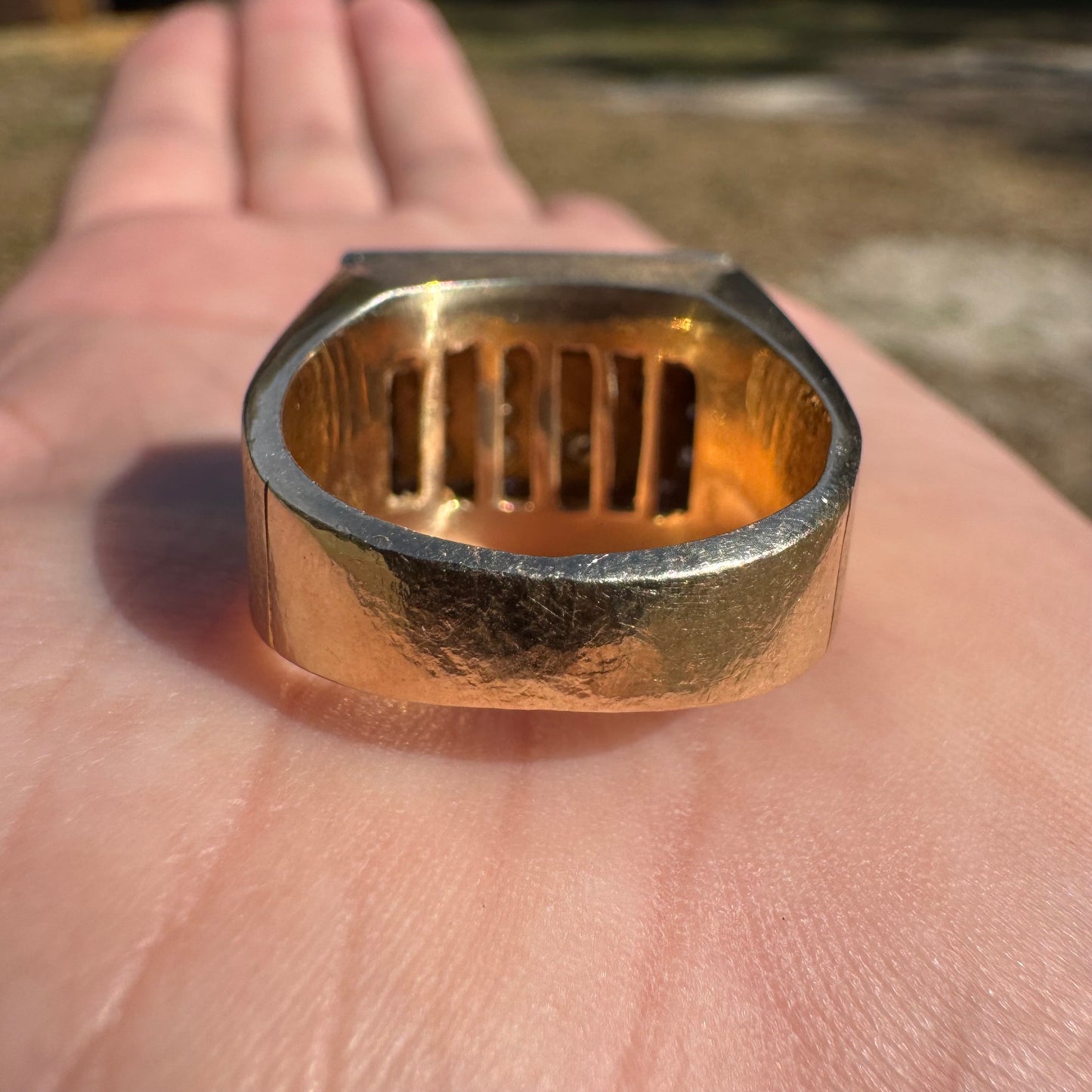 1970’s Custom Handcrafted Solid 14k Yellow Gold .50ctw Natural Diamond Spinning Dice Ring (8.25)