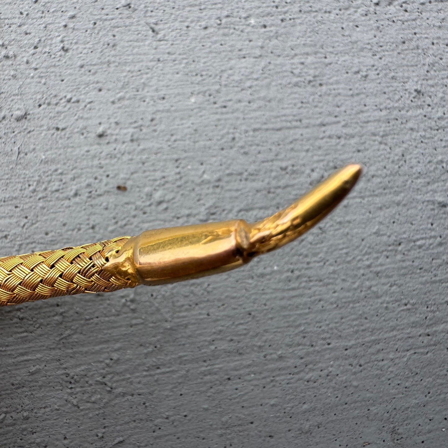 Circa 1840’s Early Victorian 19.7k Yellow Gold Woven Flexible Snake Band (24”)