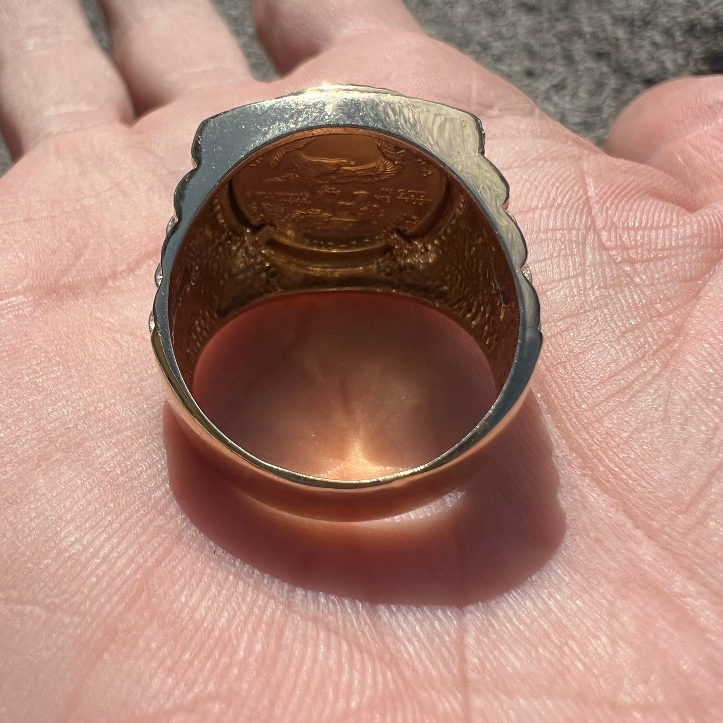 1989 1/10oz Pure .999 $5 Gold Eagle Rolex Style Coin Ring (11.5)