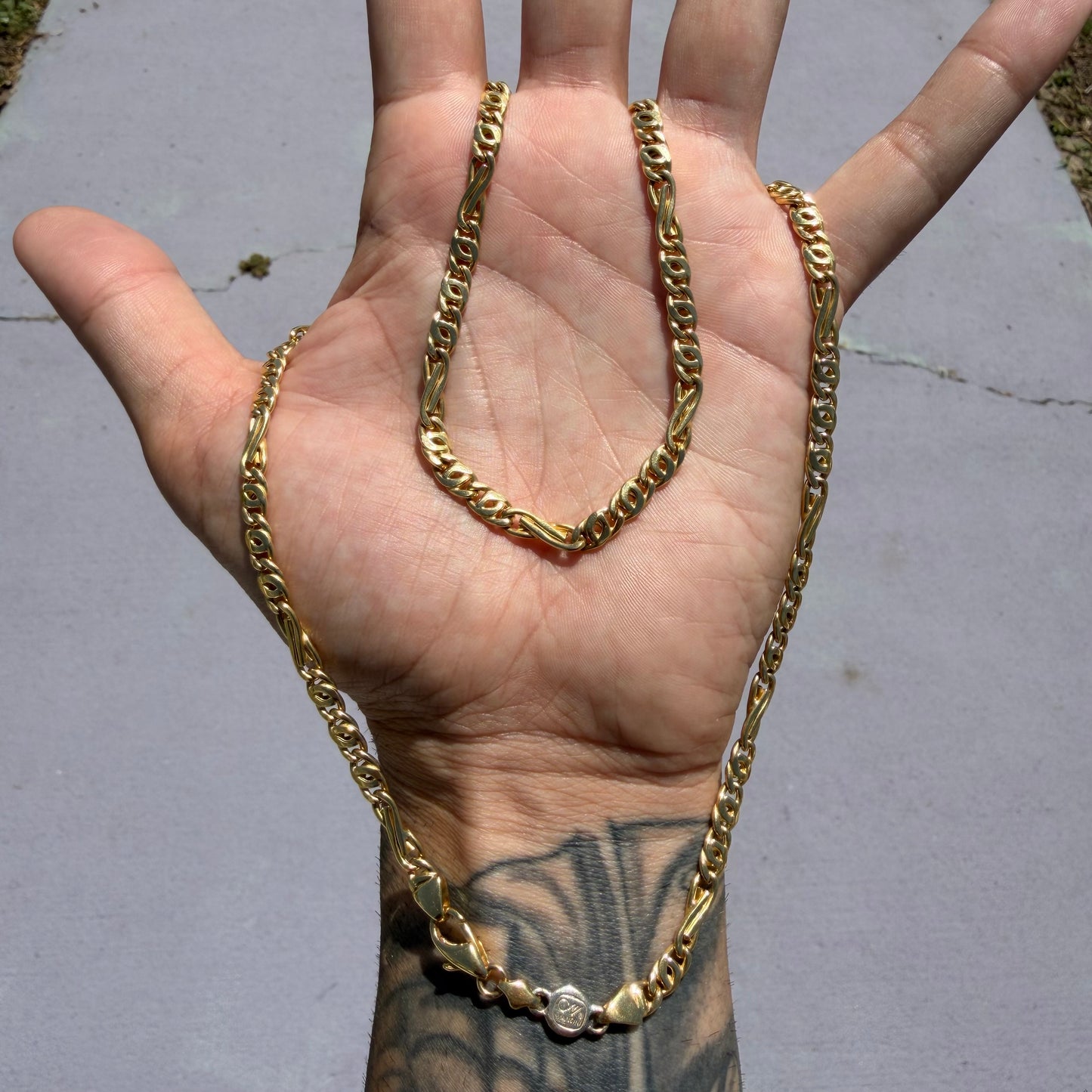 Vintage Italian Designer 18k Yellow Gold Tony Soprano Style Mariner Link Necklace (24”)