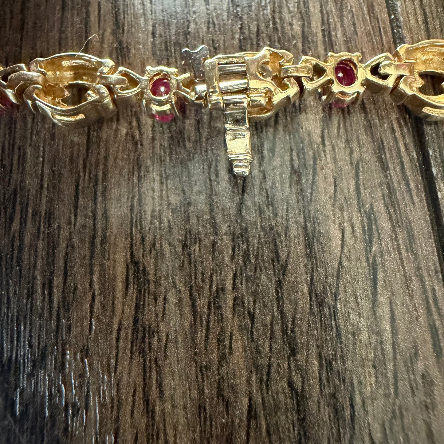 Vintage Solid 14k Yellow Gold Heavyweight 2.75ctw Natural Ruby And Diamond Bracelet (7.25”)