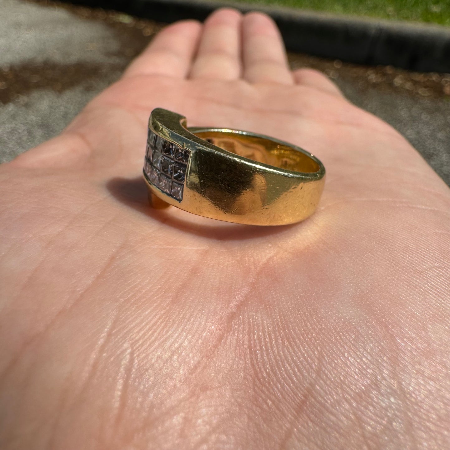 Vintage 18k Yellow Gold Custom Made 3.25CTW Princess Cut VS Diamond Ring (8.5)