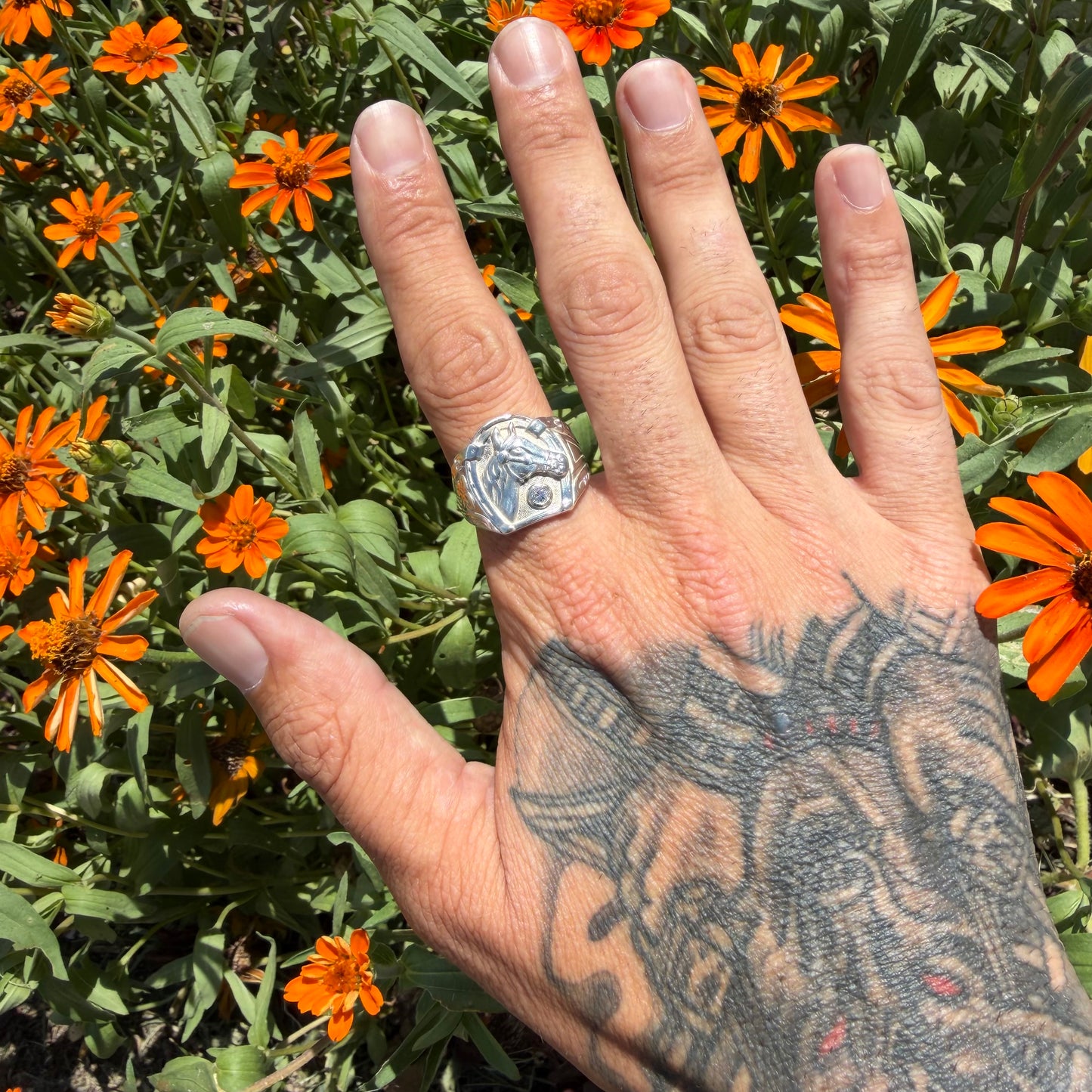 1930’s Bell Trading Post Natural Old Mine Cut Diamond Goodluck Horseshoe Ring (10.25)