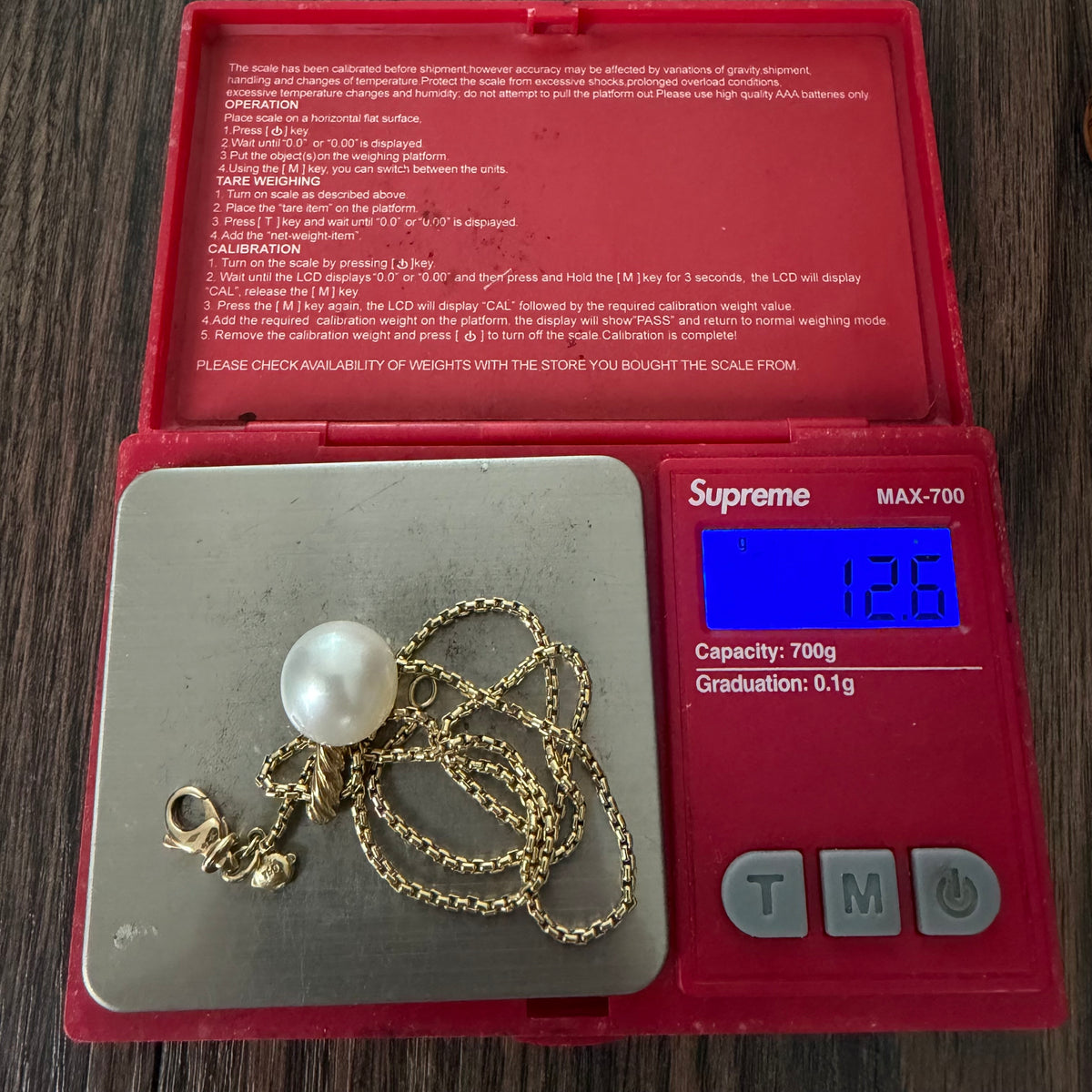 David Yurman Solid 18k Yellow Gold Box Chain Necklace Large Freshwater Pearl Pendant Set (16”)