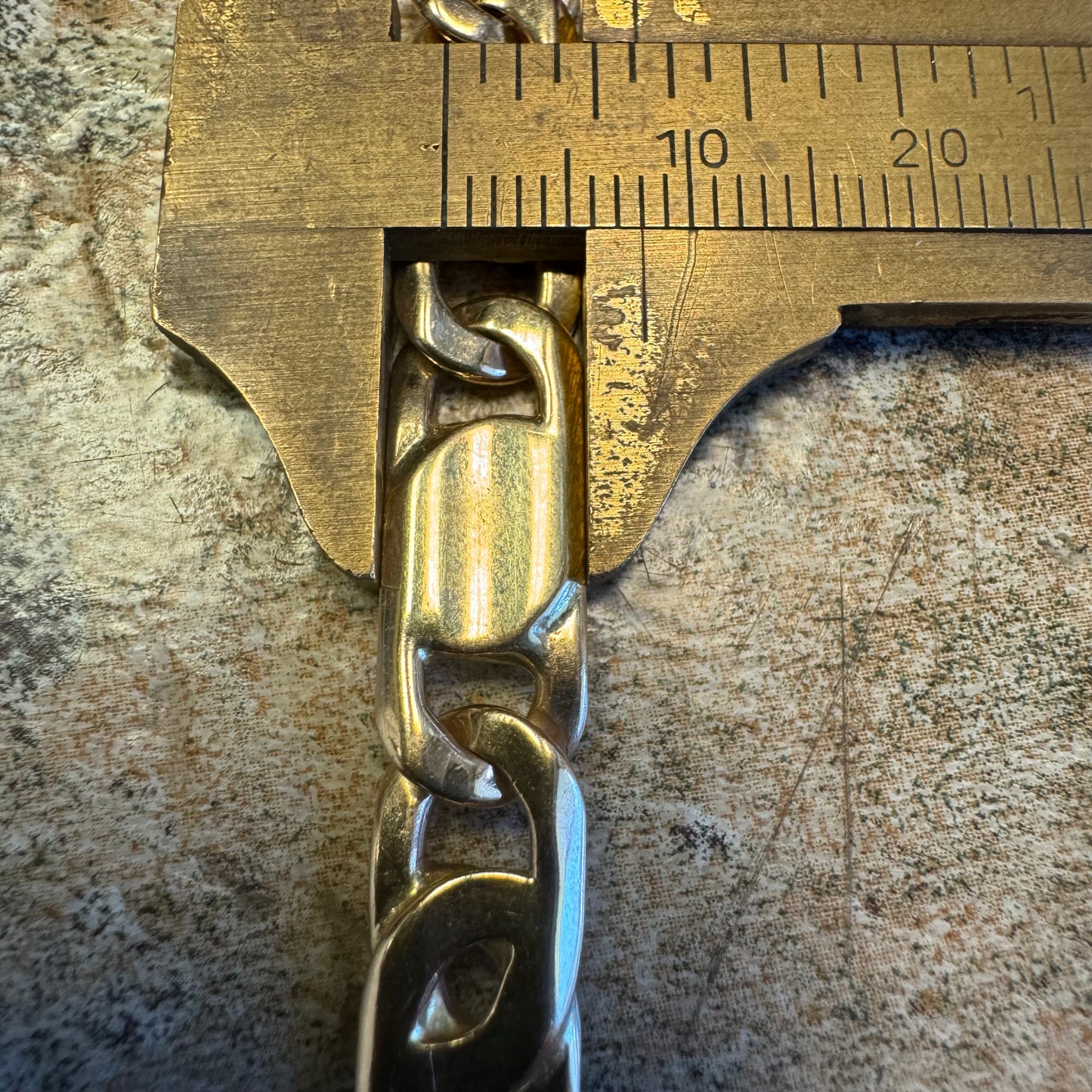 Vintage Solid 14k Italian Gold Tigers Eye Mariner Link Heavy Duty Bracelet (8.75”)