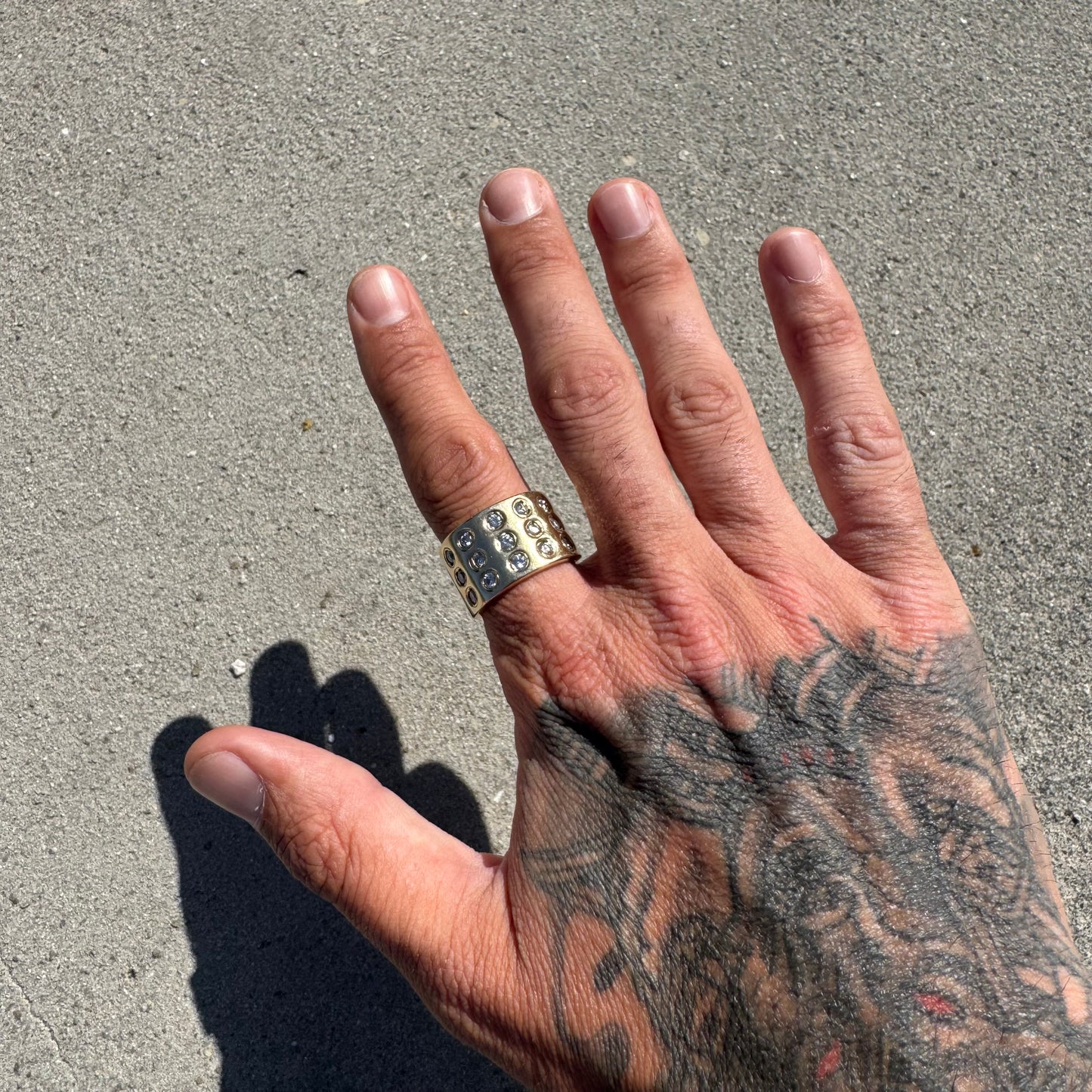 Vintage Solid Heavyweight 18k Yellow Gold 1.5ctw Natural Diamond Chunky Cigar Band (10.75-11)