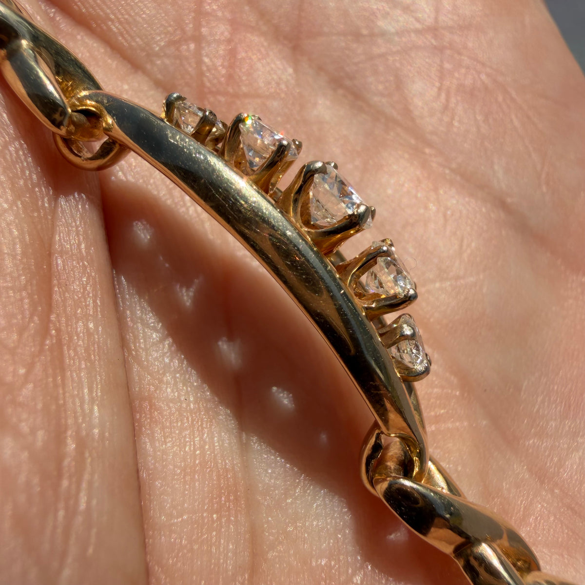 Vintage Solid 14k Yellow Gold 2.75ctw Natural Diamond Infinity Link Bracelet (7.25”)