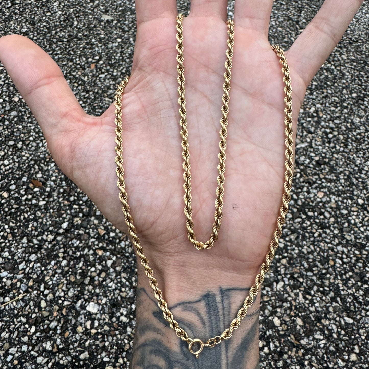Mid-Century UnoAErre 18k Italian Yellow Gold Chunky Rope Chain Necklace (24”)