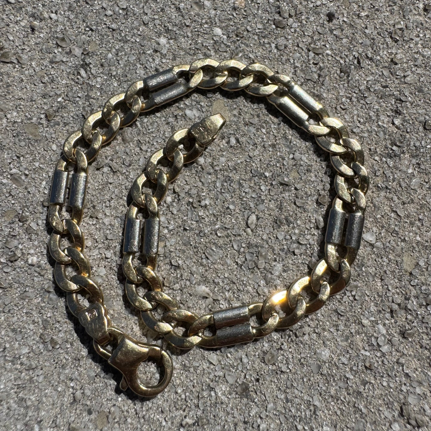 Vintage Solid 14k Yellow Italian Gold Tony Soprano Razorblade Curb Link Bracelet (8.25”)