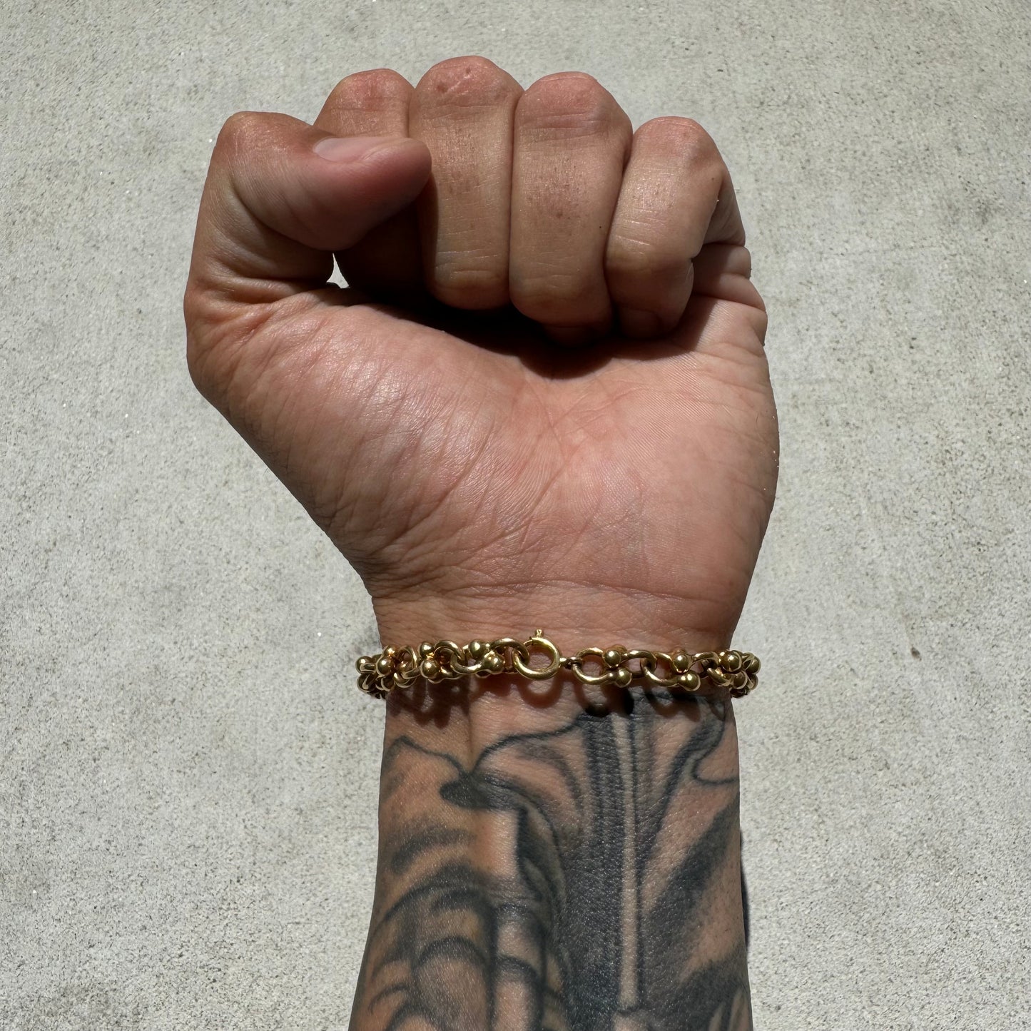 1950’s Solid 18k Yellow Italian Gold Designer Hardwear Horseshoe Link Bracelet (8”)