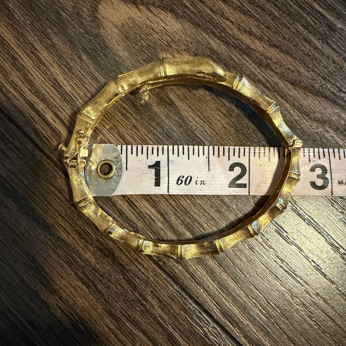 Vintage Designer Made Solid 14k Yellow Gold Bypass Bamboo Hinged Bangle Bracelet (5.75”-6.75”)