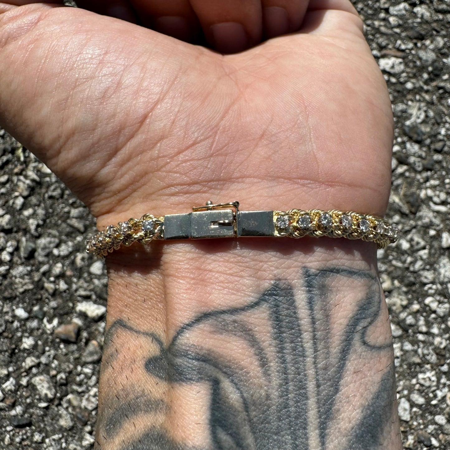 1970’s Solid 14k Yellow Gold 2.0ctw Natural Diamond Double Rope Bracelet (7.5”)