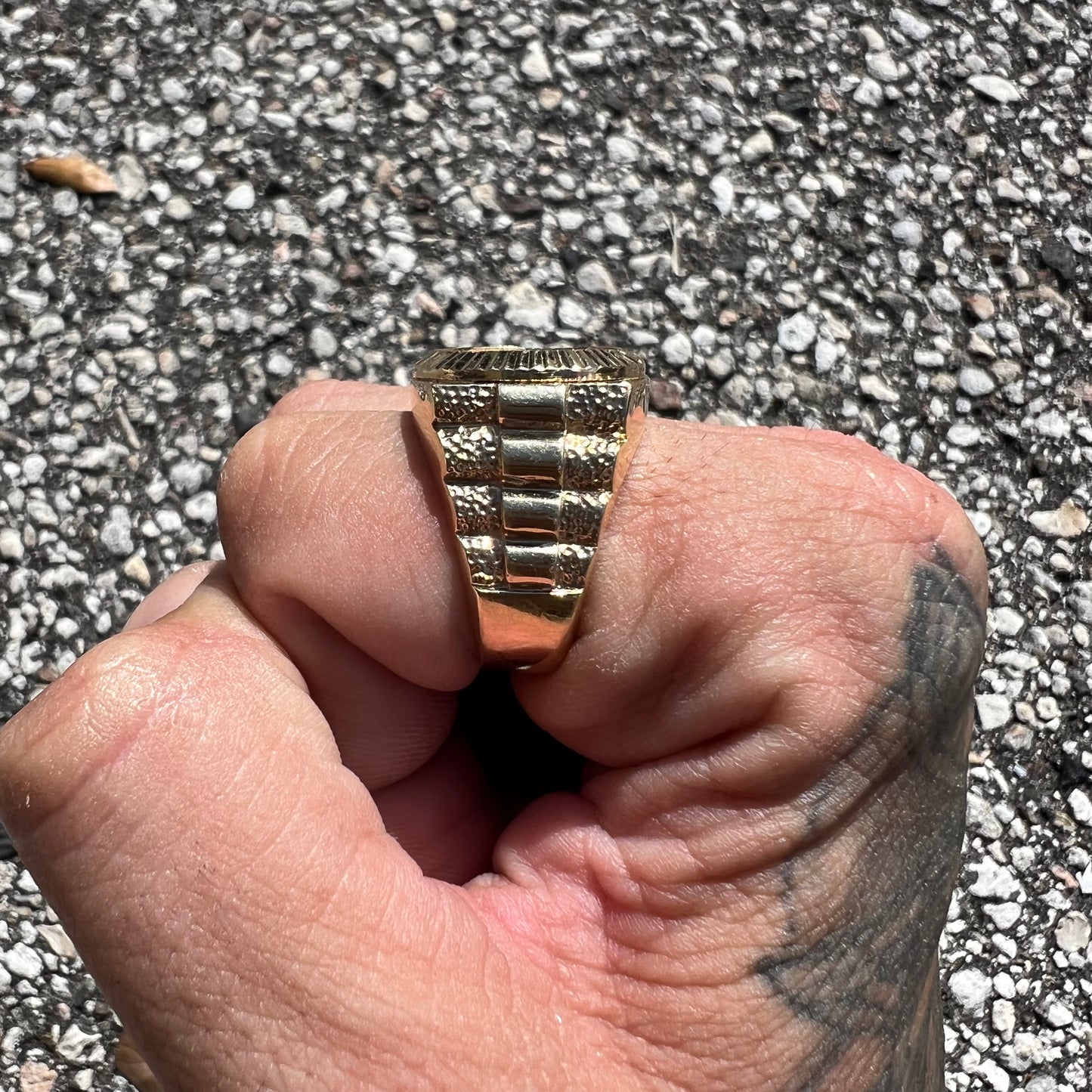 1989 1/10oz Pure .999 $5 Gold Eagle Rolex Style Coin Ring (11.5)