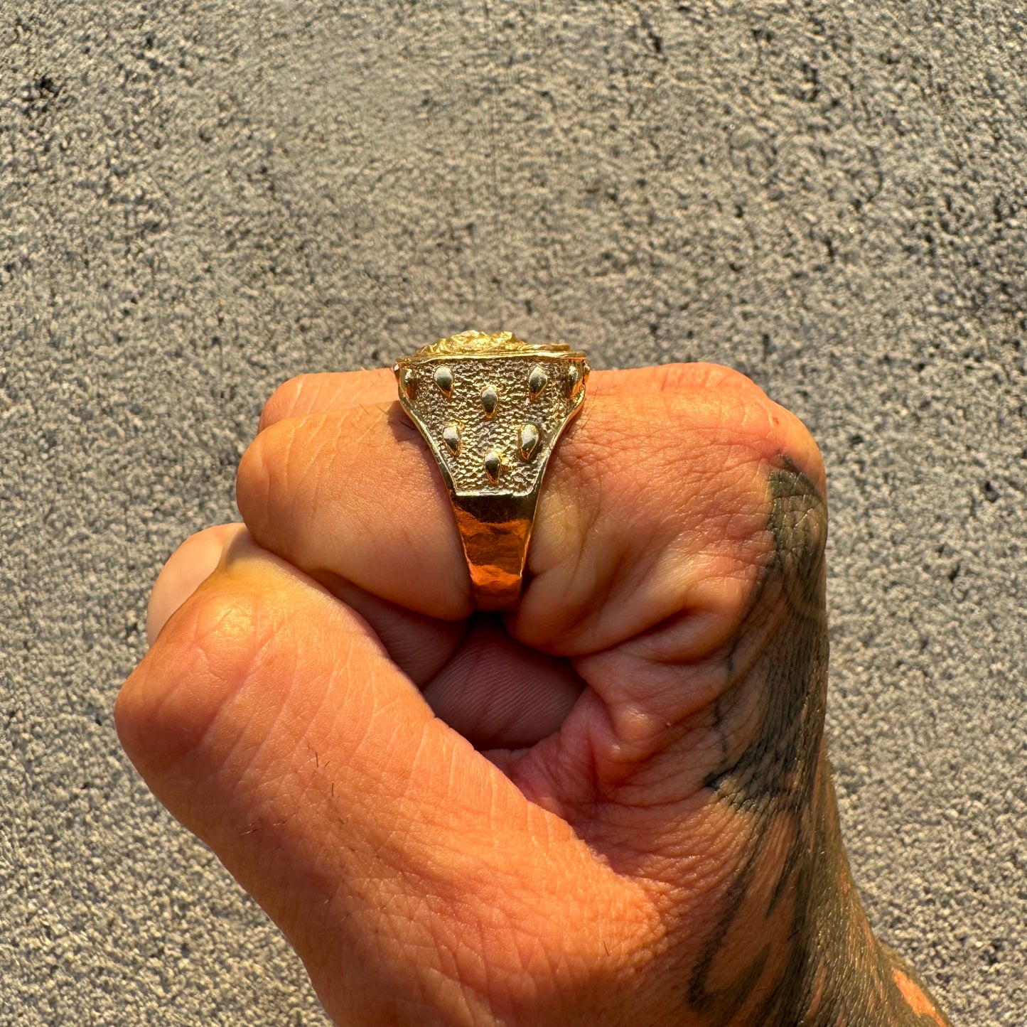 1980’s 14k Yellow Gold Jesus Piece Signet Ring (13)