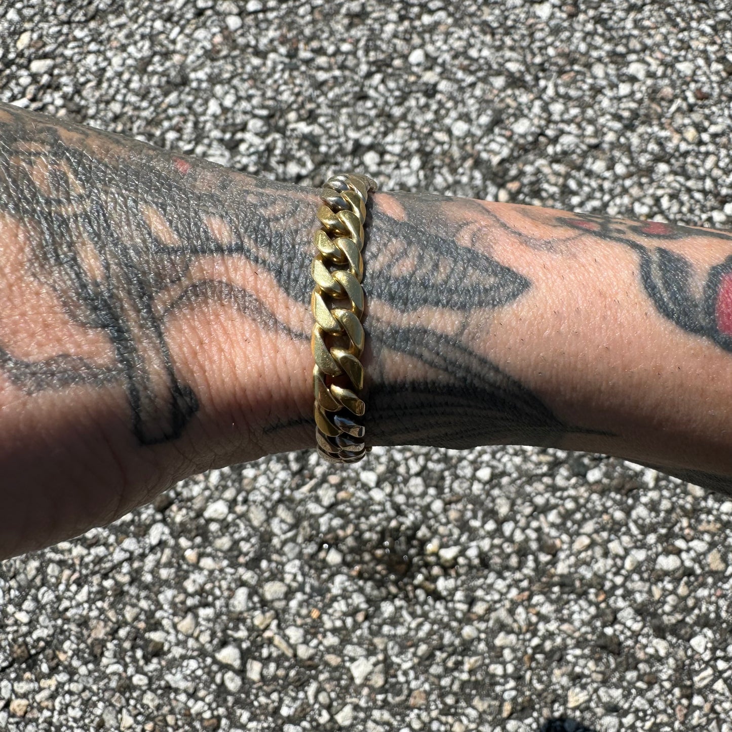 Vintage Solid 18k Two-Tone Yellow And White Gold Miami Cuban Link Bracelet (7.5”)