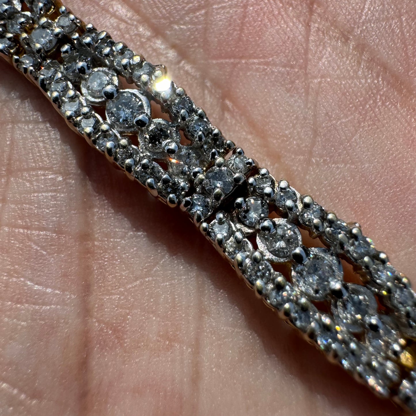 Vintage Heavyweight 14k Gold 3.6ctw Natural Diamond Bracelet (8”)