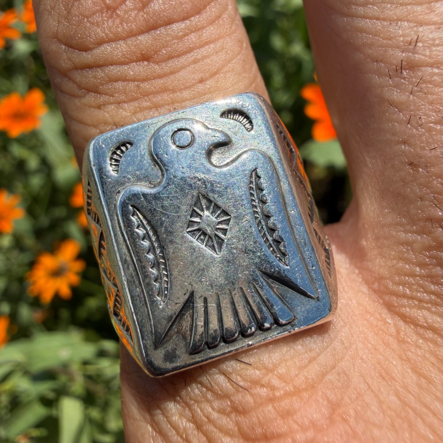 1960’s Bell Trading Post Sterling Silver Thunderbird Signet Ring (10)