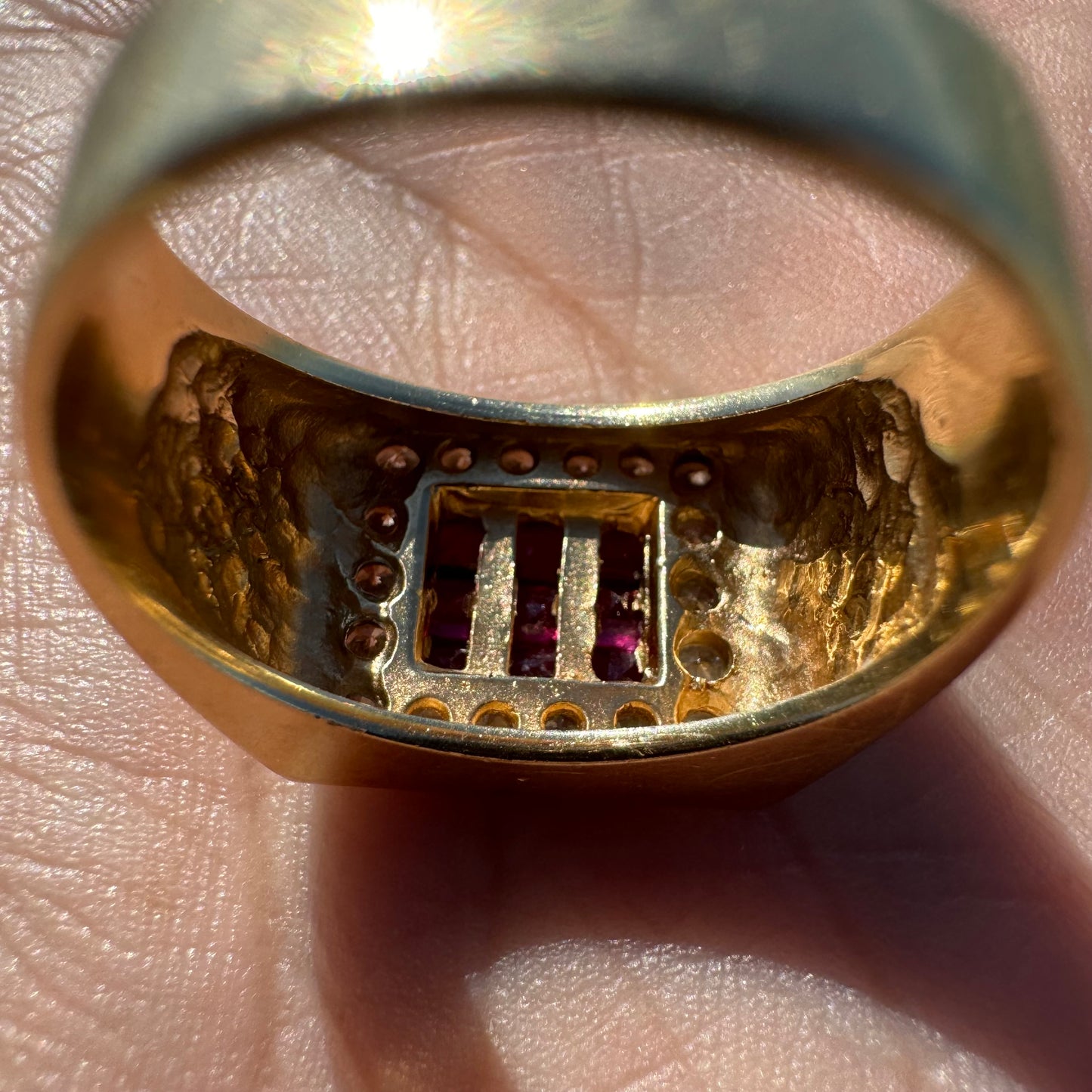 1980’s 14k Plumb Yellow Gold 1.0CTW Natural Diamond & .50CTW Ruby Signet Ring (10)