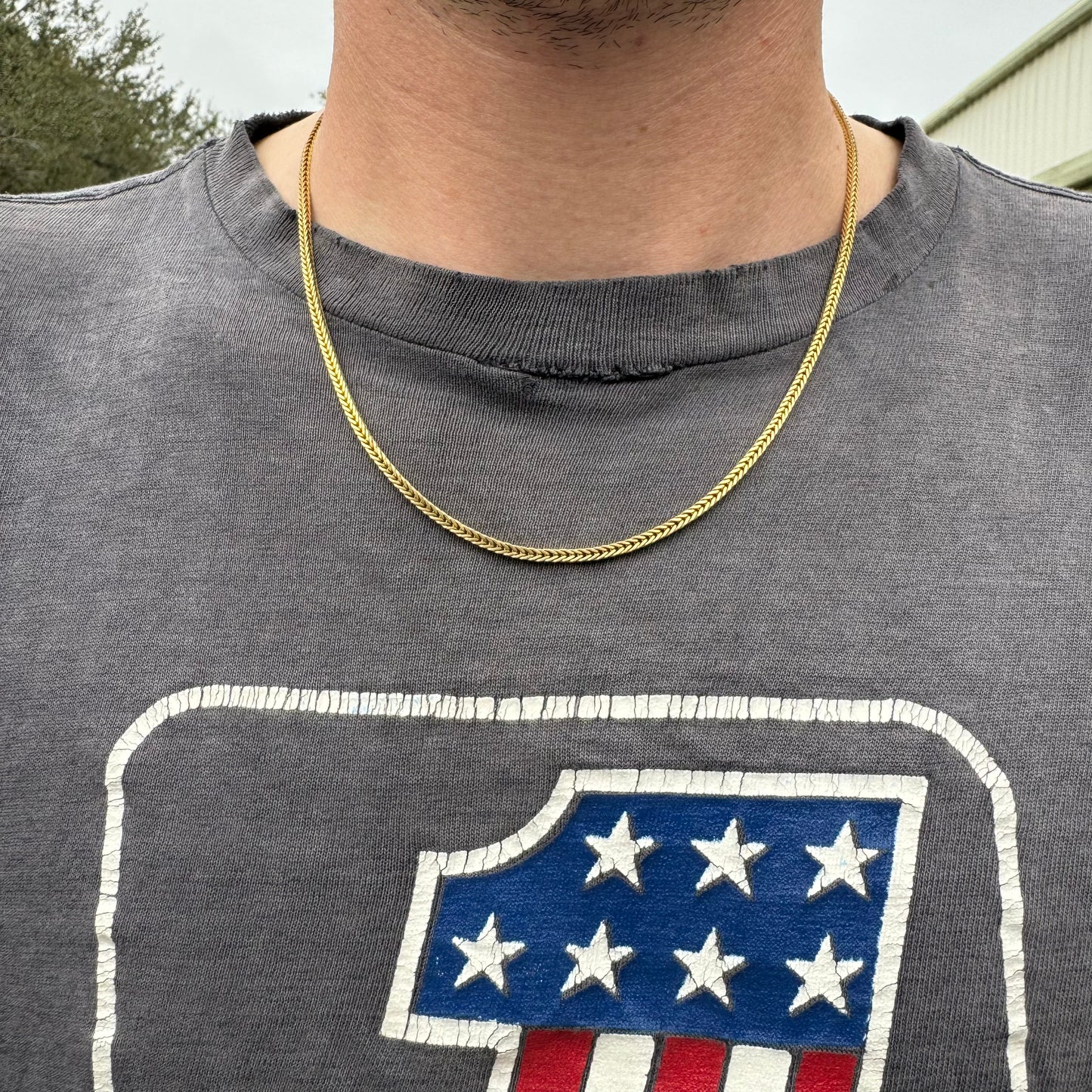 Vintage Solid 18k Yellow Gold Old School Italian Franco Link Necklace (19.5”)