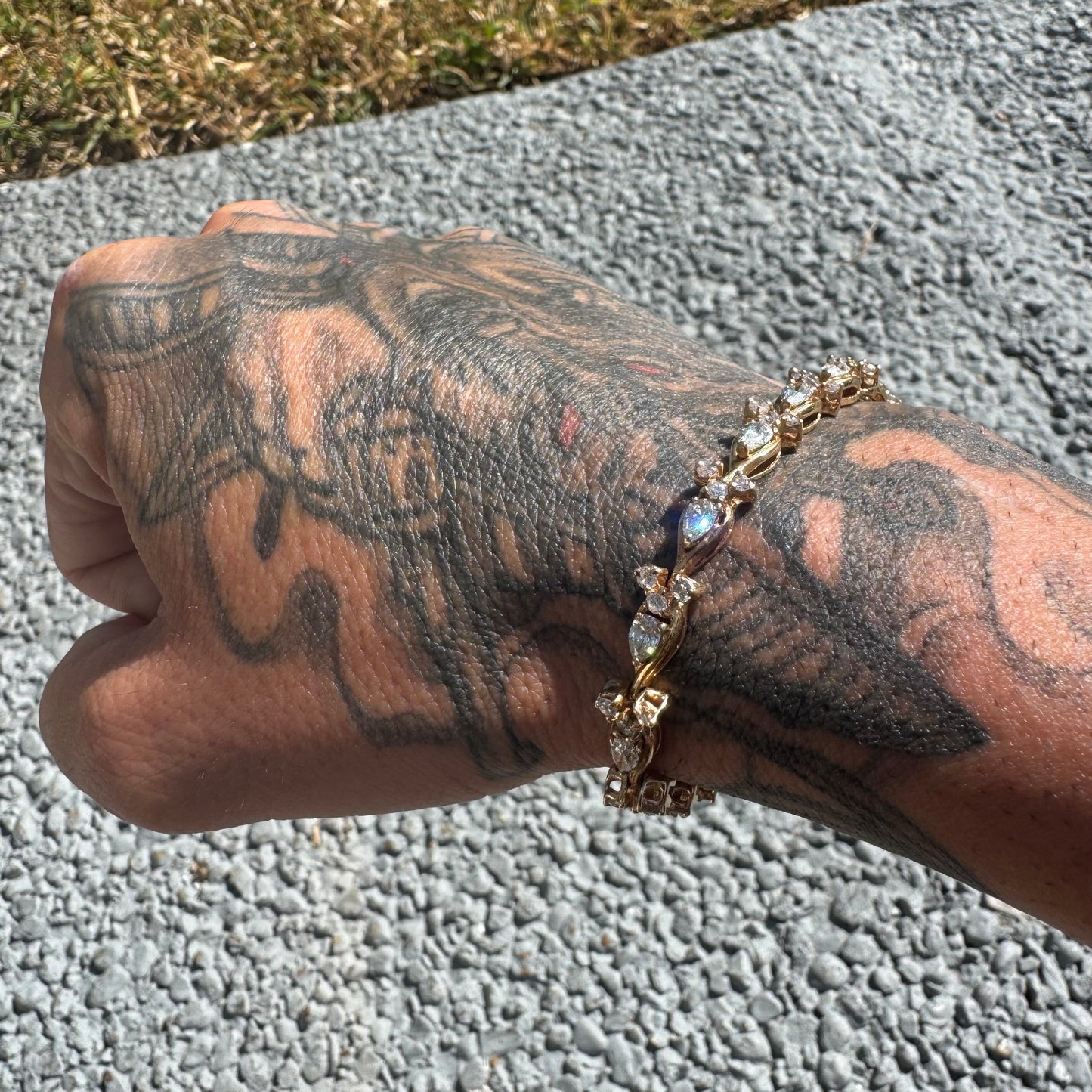 Vintage Solid 14k Yellow Gold 6.0ctw Natural Diamond Bracelet (7”)