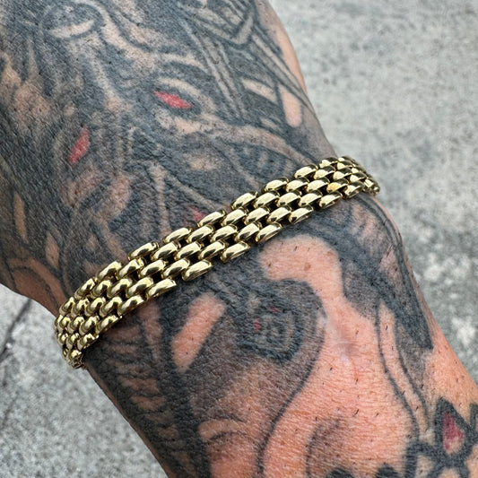 Vintage Solid 14k Yellow Gold Panthère Link Bracelet (7.25”)