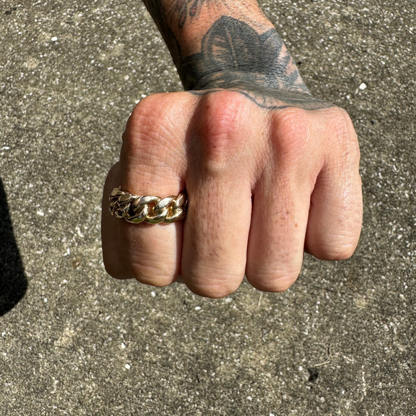 Immaculate Custom Solid 10k Yellow Gold Heavyweight Chunky Miami Cuban Link Ring (8.25)