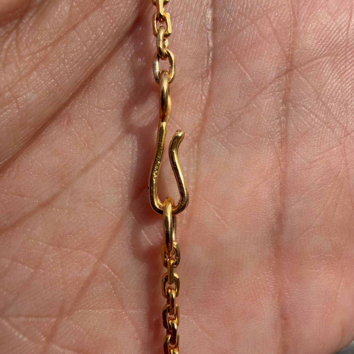 Vintage Solid 22k Yellow Gold Anchor Link Baht Chain Necklace (25.5”)