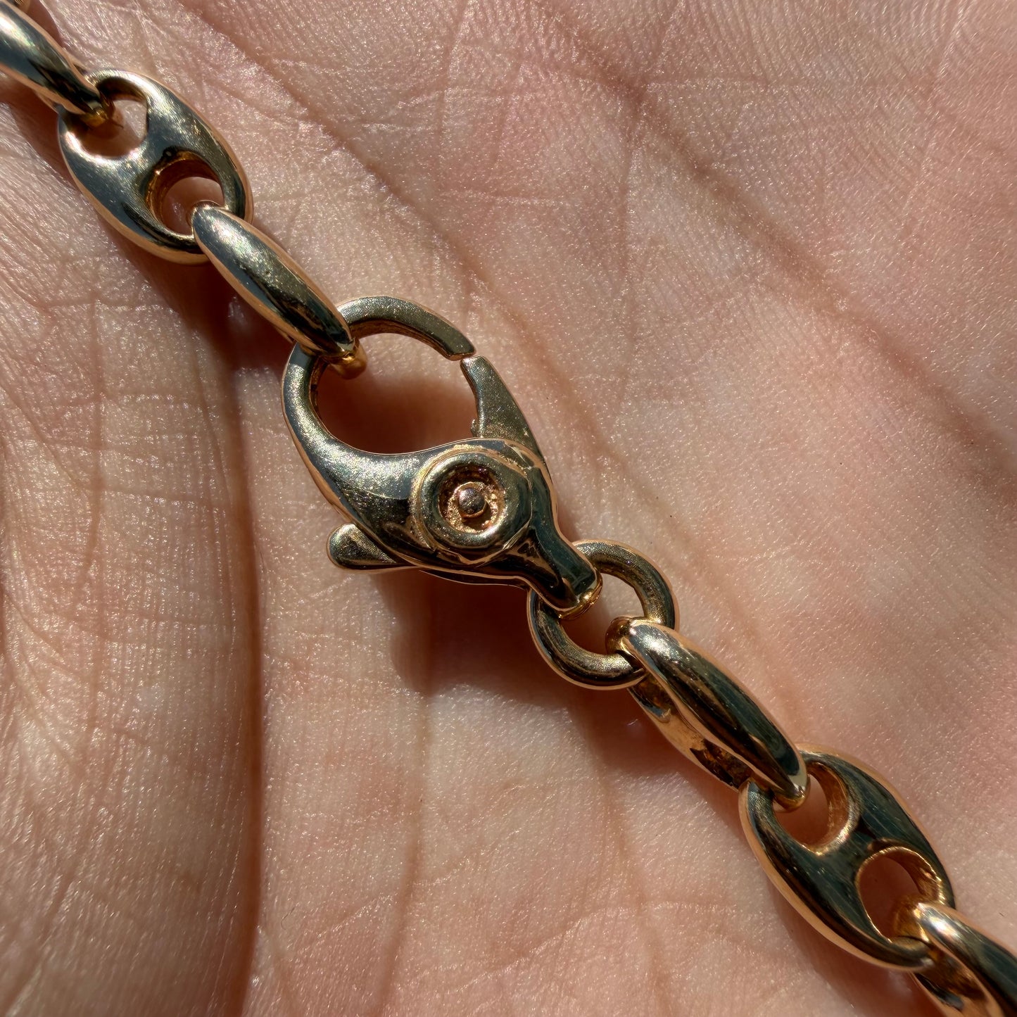 Vintage Solid 14k Yellow Gold Heavyweight Chaine D’ Ancre Puffed Mariner Link Necklace (20.75”)